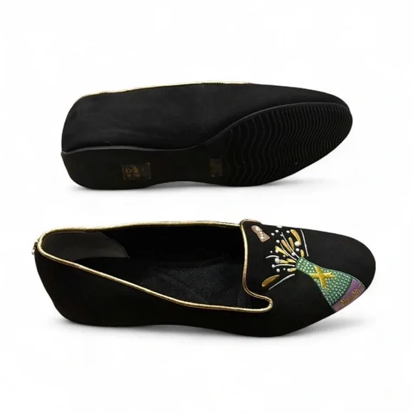 $140 J. Renee New Year Faux Suede Embroidered Flat Loafer sz 8 - Picture 6 of 7